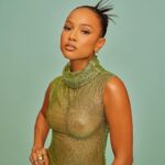 Karrueche Tran Instagram - GOLD PARTY @bryonjavar @artistrybystephen_ @hairbyyuichi Dress: @celiakritharioti Jewelry: @candyicejewelry 📸 @tayojr The West Hollywood EDITION