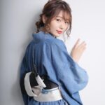 Kasumi Hasegawa Instagram - 少しずつ涼しくなってきたね♪ カメラマン: 木村直貴さん #デニム着物 #デニム着物コーデ #着物 #着物コーディネート #kimono #japanesekimono #japanesegirl