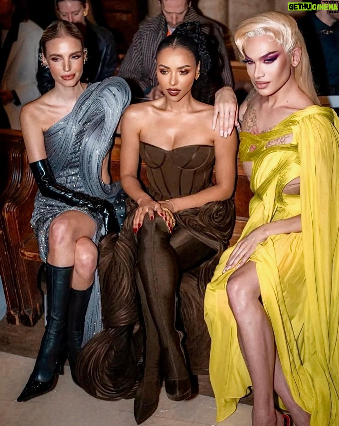 Kat Graham Instagram - My first time wearing @GauravGuptaOfficial was at the NMACC in Mumbai to celebrate him and the culture of India. Every piece he creates feels like a celebration… like a firework that has turned into a spiral of shapes and sounds. His Haute Couture show was another one of those celebrations. He took us to church! Literally. The new collection was elegant. Chic. Bold. Whimsical and commanding. Those are his consistencies. One thing that particularly stood out to me was the spiritual elements within this collection (my favorite being the chakra dress, and the kundalini snake rings). Many of you know that one of my best friends is Hema @boseh1 who has helped bring the talented Gaurav into the pop zeitgeist. She and I can spend hours talking about fashion, impact, energy focus and what it means to be a brown girl hustling. We also always have at least one pair of earrings that we are holding hostage from the other… a currency to ensure we find each other in the world again. I am so deeply proud of you Hema and the team for what you continue to accomplish. From a little town in Calcutta to running PFW my love. @ggpanther You are limitless, just like your clothes. Paris, France