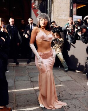 Kat Graham Instagram - The immensely talented visionary @JeanPaulGaultier at his Haute Couture Show x @simonerocha_ SS2024.

It was a breathtaking show that seamlessly blended Rocha’s whimsical romanticism with Gaultier’s timeless silhouettes. It’s always a joy to adore, collect, bear witness to, cherish and pay homage to the legacy that is Gaultier. And seeing the maestro himself defies expression. Gratitude to my Gaultier family for having me. 💓

I have been dreaming in Gaultier since I was 16 years old. When I got my first big paycheck the first thing I bought was archive JPG. I own more Gaultier than anything else in my collection of fashion, and continue to collect everything I can. It continues to be a firm representation of absolute freedom, creativity, self love, inclusion and unyielding self expression.