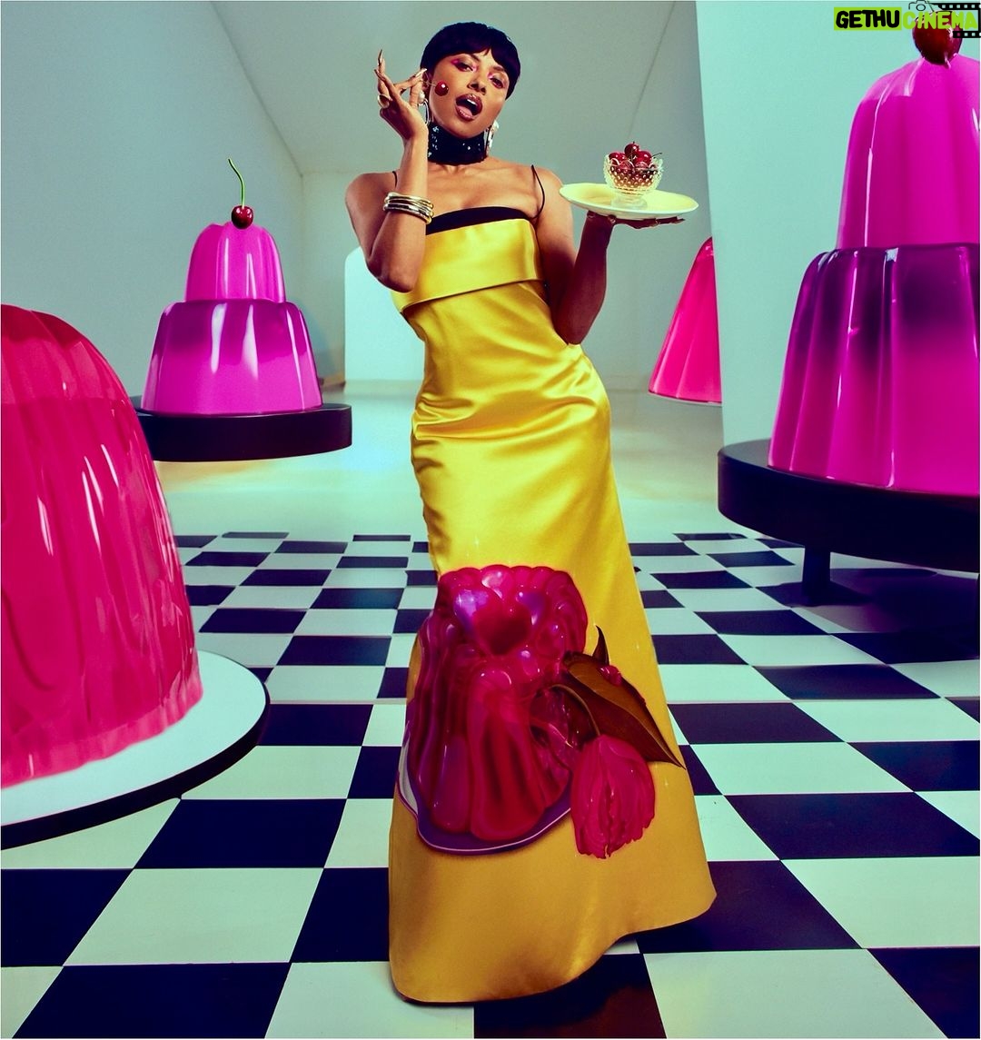 Kat Graham Instagram - @GUCCI with a cherry on top 🍒 @cosmopolitan Editor-in-chief: Jessica Giles @jessica_giles Entertainment Director: Maxwell Losgar @maxwelllosgar Executive Director: Alessio Filippelli @ale_ssiofilippelli Creative Director: Mallory Roynon @malloryroynon Photographer/AI Backgrounds: Savanna Ruedy @savannarruedy Stylist: Cassie Anderson @cassieanderson212 Words: Rachel Torgs @racheltorgs Hair: Nai’vasha @naivashaintl Makeup: Karina Milan @karinamilan__ Manicurist: Elizabeth Garcia @nails_byely Set Design: Chelsea Finkel @c.f.x.x Visual Director: Kristin Giametta @kristingeo New York, New York