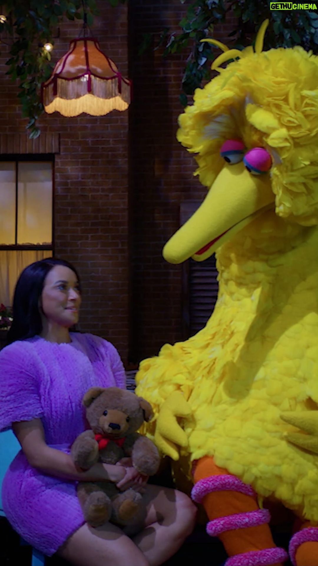 Kat Graham Instagram - Join @KatGraham and Big Bird for a mindfulness moment. You are strong and capable! Take a moment for yourself to relax and focus. #EmotionalWellbeing 🌳 ♥️