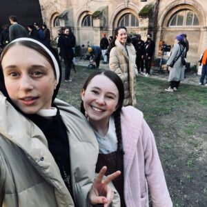 Katelyn Rose Downey Instagram - #TheNun2 in ten pictures 

1. The best @michaelchaves 
2. Our amazing cast & crew 
3. Two of the most talented people, I’m in awe of you both! @taissafarmiga #annapopplewell 🫶🏻 
4. The reason why I spent 4 months drinking honey 🍯
5. No caption needed - love you @stormreid ❤️
6. What my face looked like for majority of filming 😰
7. I swear we were friends in real life @leontine_doncieu 
8. Always your Captain @jonasbloquet 
9. My favourite place 🍫
10.Family 🫶🏻

Thank you @michaelchaves for letting me be your Sophie & for your trust in me. 
@nataliasafran #petersafran for your kindness and support always - @judsonscott for your belief in me - &  @daveneus for listening to my 10,000 questions about movies 😂
@sophiejscottpr for simply being you, France would have been totally diffferent without you. 
Lastly @rosewicksteedcasting thank you for taking a chance on a little Irish kid. 
I am forever grateful for you all!💕
