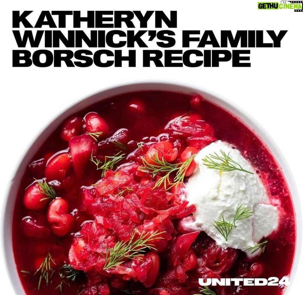 Katheryn Winnick Instagram - So proud to pass down my mother’s recipe of our Ukrainian Borscht. Make it for your family this winter! Love to hear about your family’s secret recipes... 🤍 @thewinnickfoundation