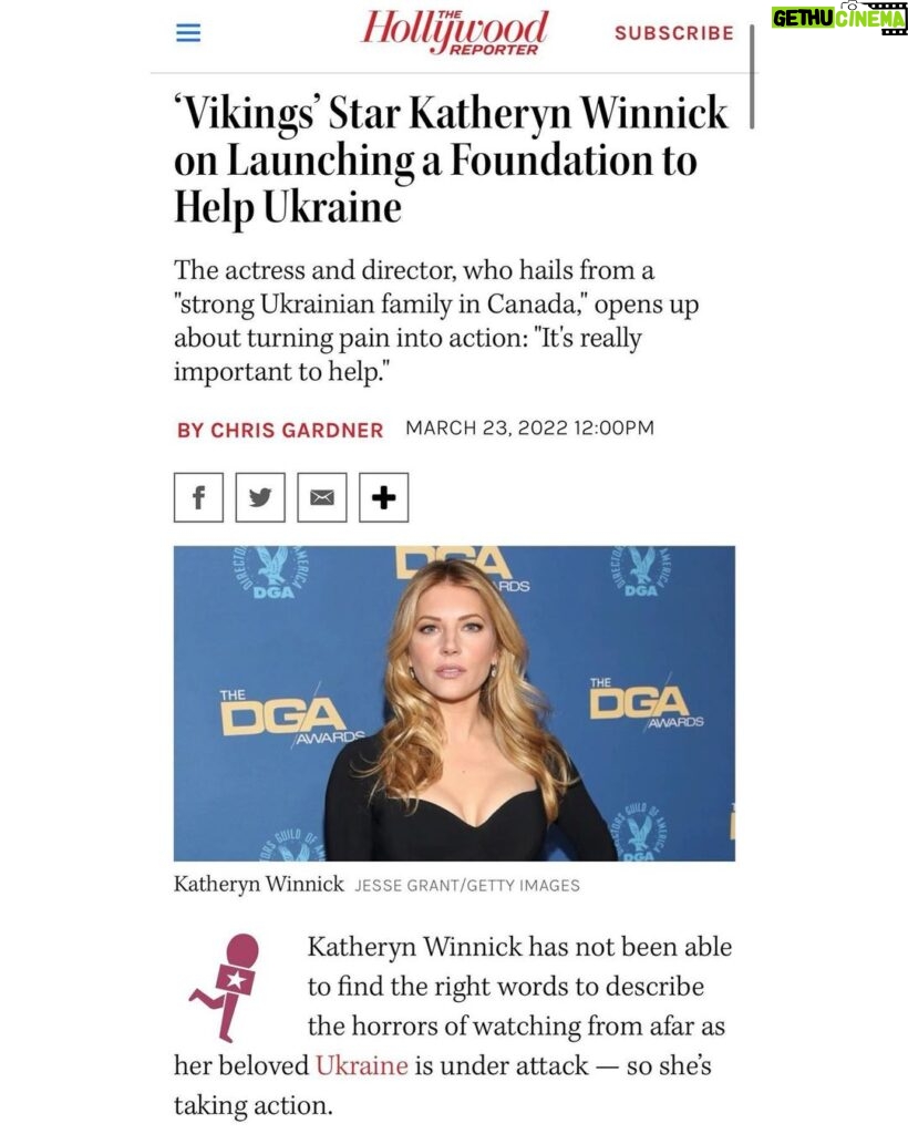 Katheryn Winnick Instagram - I just launched The Winnick Foundation to help Ukraine. Please go to www.thewinnickfoundation.org to learn how to donate. (link in Bio). Please repost. 🙏🏻🇺🇦