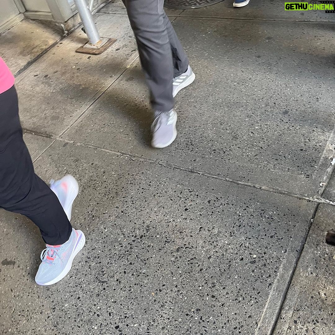 Kathy Najimy Instagram - Another installment of the white sneaker series. I love Manhattan but, perplexed and amazed how these folks keep their sneakers so white and clean on these streets… (with cameos by Petie)