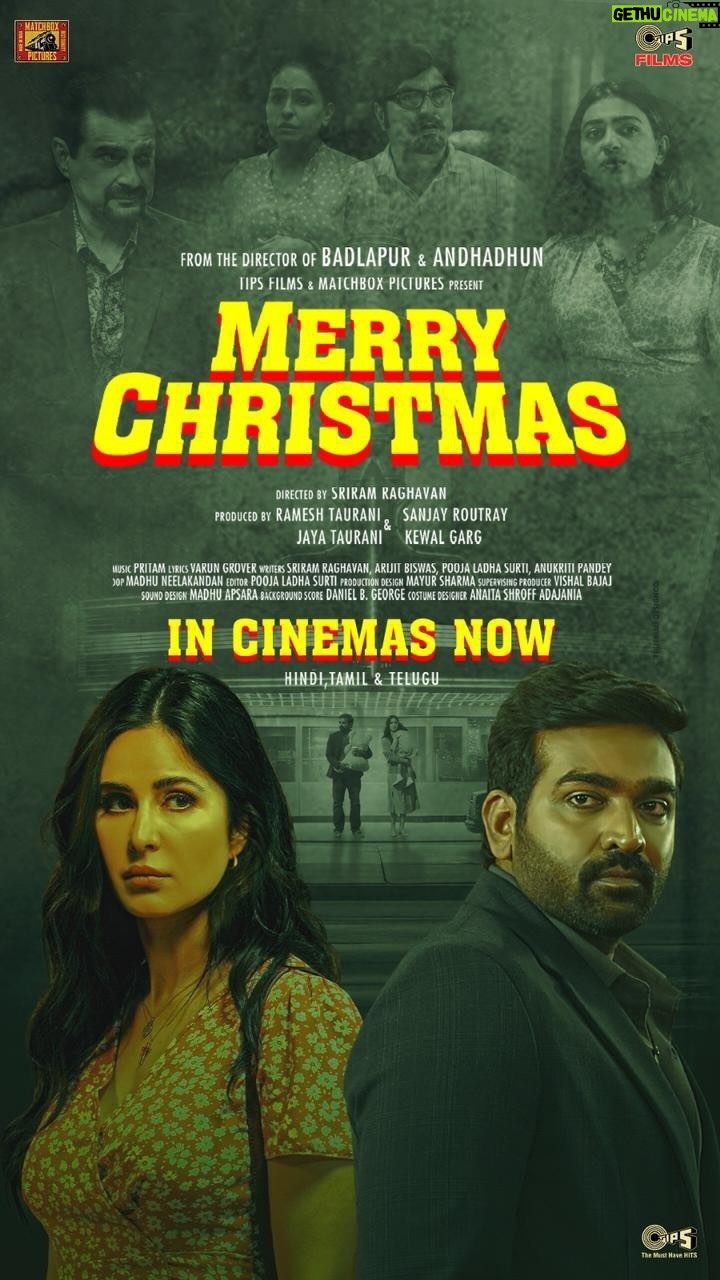 Katrina Kaif Instagram - At the edge of the seats lives the truth of this mystery. Stay seated and find out on the big screens 🤫 #MerryChristmas in cinemas now🎄 #SriramRaghavan @tipsfilmsofficial @matchboxpix @rameshtaurani @sanjayroutraymatchbox @jaya.taurani #KewalGarg @katrinakaif @actorvijaysethupathi @sanjaykapoor2500 @pathakvinay #TinnuAnand @radhikaofficial @pratimakannan @ashwinikalsekar @gayathrieshankar #PariSharma @ipritamofficial @vidushak #PoojaLadhaSurti #ArijitBiswas #AnukritiPandey #MadhuNeelakandan @mayursharma22011 #MadhuApsara @vishal_bajaj_1603 @daniel.b.george @anaitashroffadajania Music on @tips