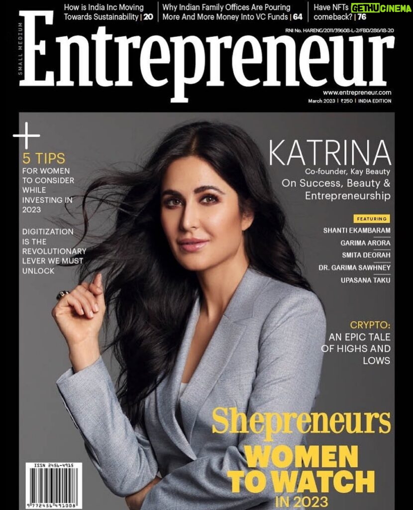 Katrina Kaif Instagram - As the world celebrates International Women’s Day today, our annual #Shepreneurs edition celebrates the courage and resilience of Indian women entrepreneurs. Our ‘women to watch’ this year is nothing short of commendable names. #EntrepreneurCover this month features successful beauty entrepreneur @katrinakaif #founder of @kaybykatrina The issue will be out on stands soon. Dy Editor: @punitasabharwal Makeup: Scott Francis / @fazemanagement Hairstylist: @gabrielggeorgiou Stylist: @stylebyami Asst Stylist: @garimagarg14 Photographer: @taras84 Artist’s reputation management - @media.raindrop #women #womenentrepreneur #EntrepreneurIndia #coveralert #CoverStar #katrinakaif #KayBeauty #Entrepreneur #celebrity #womensday #internationalwomensday
