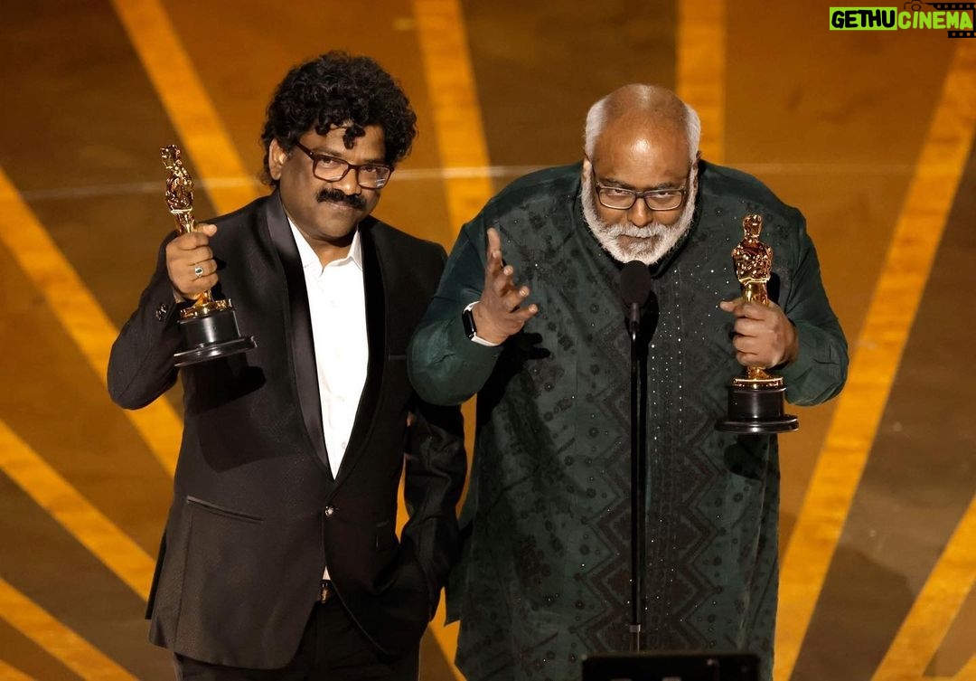 Keerthy Suresh Instagram - What a moment of pride for every Indian. Two wins that has given each one of us goosebumps ❤️ Many congratulations @mmkunbranded Garu, @boselyricist Garu, @ssrajamouli Garu, @alwaysramcharan Garu, @jrntr Garu, @sipligunjrahul, @kaalabhairava7, @premrakshith_choreographer master and the entire team of #RRR for winning big! 👏 Congratulations to the entire team of #TheElephantWhisperers! @guneetmonga, @kartikigonsalves & team, you’ve made us proud! ❤️ This day will forever be etched in our history! ❤️ #Oscars #Oscars95 #NaatuNaatu