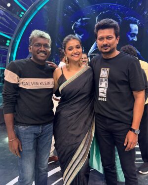 Keerthy Suresh Instagram - An amazing night with some amazing people! 🖤

Can’t wait for the release! 

#MAAMANNAN #AudioLaunch #Candids