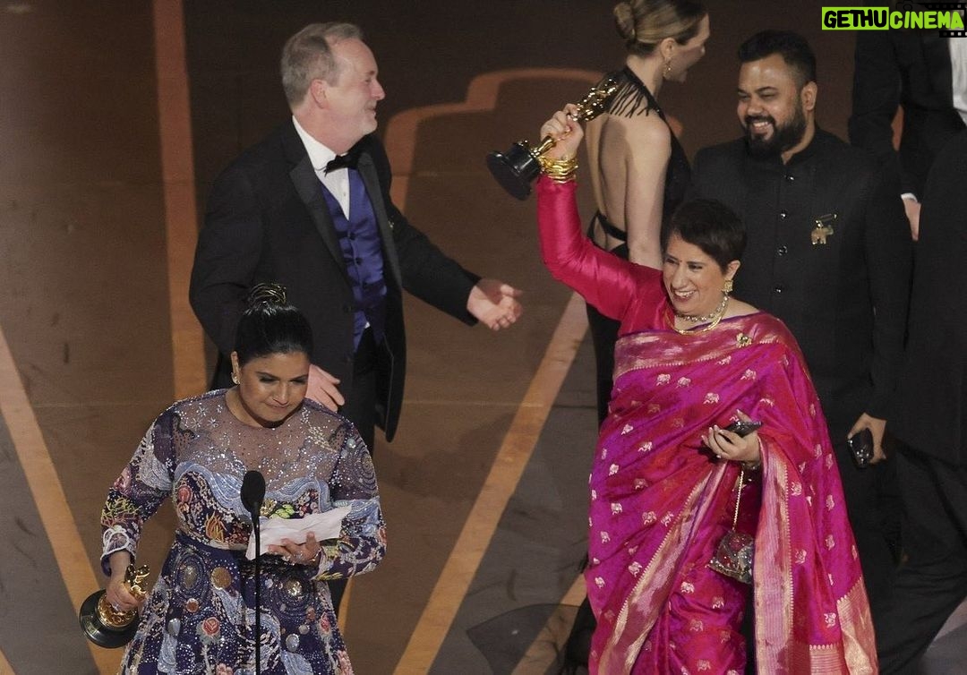Keerthy Suresh Instagram - What a moment of pride for every Indian. Two wins that has given each one of us goosebumps ❤️ Many congratulations @mmkunbranded Garu, @boselyricist Garu, @ssrajamouli Garu, @alwaysramcharan Garu, @jrntr Garu, @sipligunjrahul, @kaalabhairava7, @premrakshith_choreographer master and the entire team of #RRR for winning big! 👏 Congratulations to the entire team of #TheElephantWhisperers! @guneetmonga, @kartikigonsalves & team, you’ve made us proud! ❤️ This day will forever be etched in our history! ❤️ #Oscars #Oscars95 #NaatuNaatu