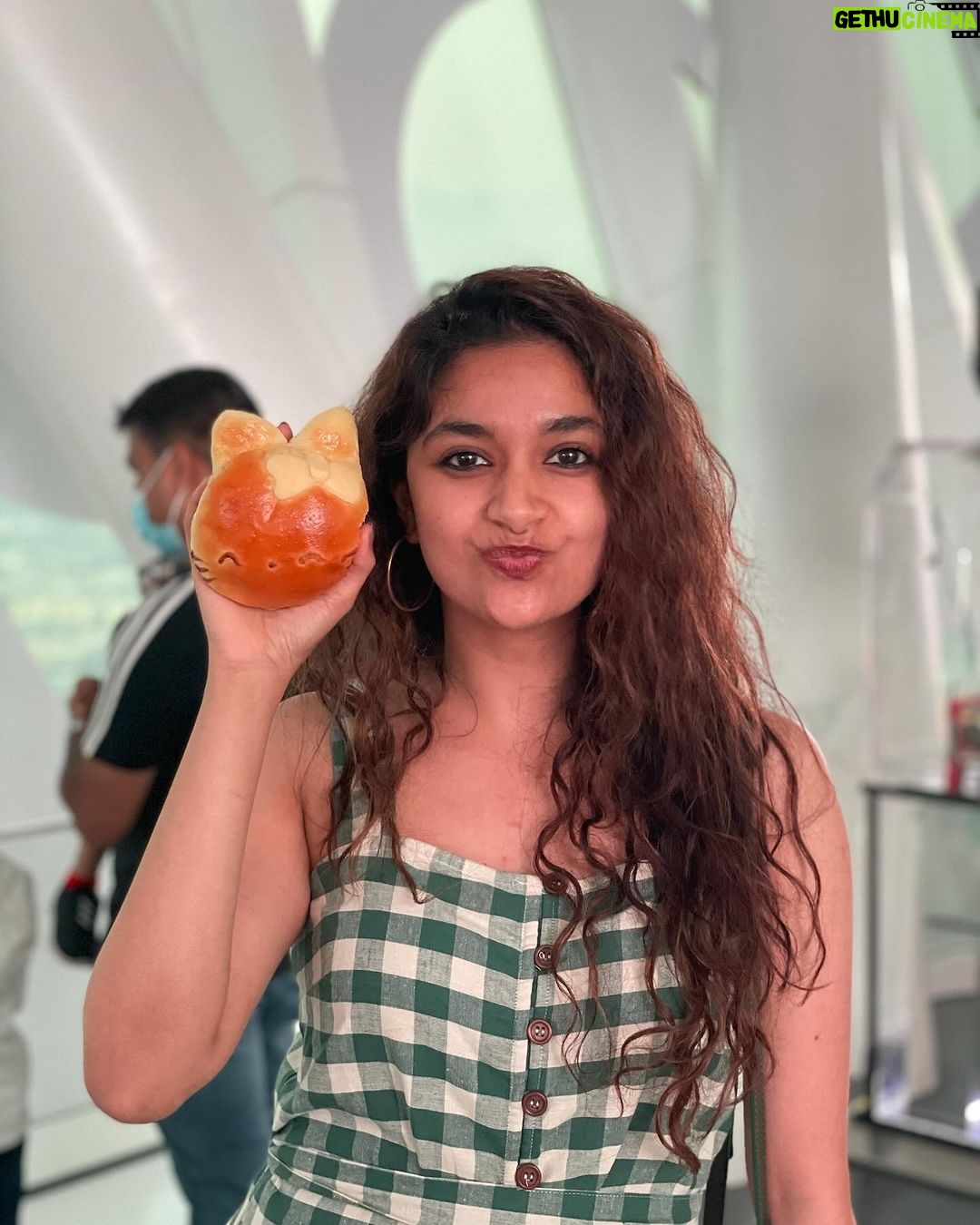 Keerthy Suresh Instagram - Kitty with a Kitty Bun! 🐱 Also, Duh! I am not scared of heights! 👀 #random #throwback #dubaidiaries