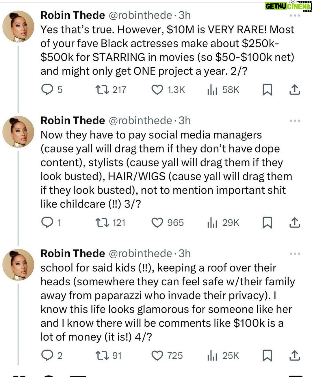Keke Palmer Instagram - The entertainment industry is just like any other industry. We run businesses to keep our brands afloat, us being the brand/business. And it’s that team of company members that decrease any assumed large lump sum. This includes monthly expenses just like everyone else. In the words of biggie “more money more problems.” To make money you must spend money so what seems like a lot is taken by a lot. There is still privilege in this depending what vantage point you are seeing from, but in our industry amongst one another this is nuetralized. This is why no one can really have one job anymore! People working outside of the entertainment industry may do Uber eats, postmastes, accountant part time, substitute teacher every other week etc. For an entertainment career you may be like me, an actor, influencer, host, singer, speaker etc. I keep a job because I HAVE to haha. We ALL work multiple jobs and we may like some but also because we HAVE to. To be successful and live in America it’s literally this way because of the cash to expense ratio and this is why entrepreneurship is so important but that in itself is expensive! Having one job for anyone is not really an option no matter what industry unless you are like the top top top TOP earner and I mean that’s like Bill Gates and them I suppose. Idk because I can’t relate haha! I am not complaining or comparing but I acknowledge that we all have similar struggles in our industries and it’s because corporations run everything and they aren’t people. “America we have a problem” -@beyonce