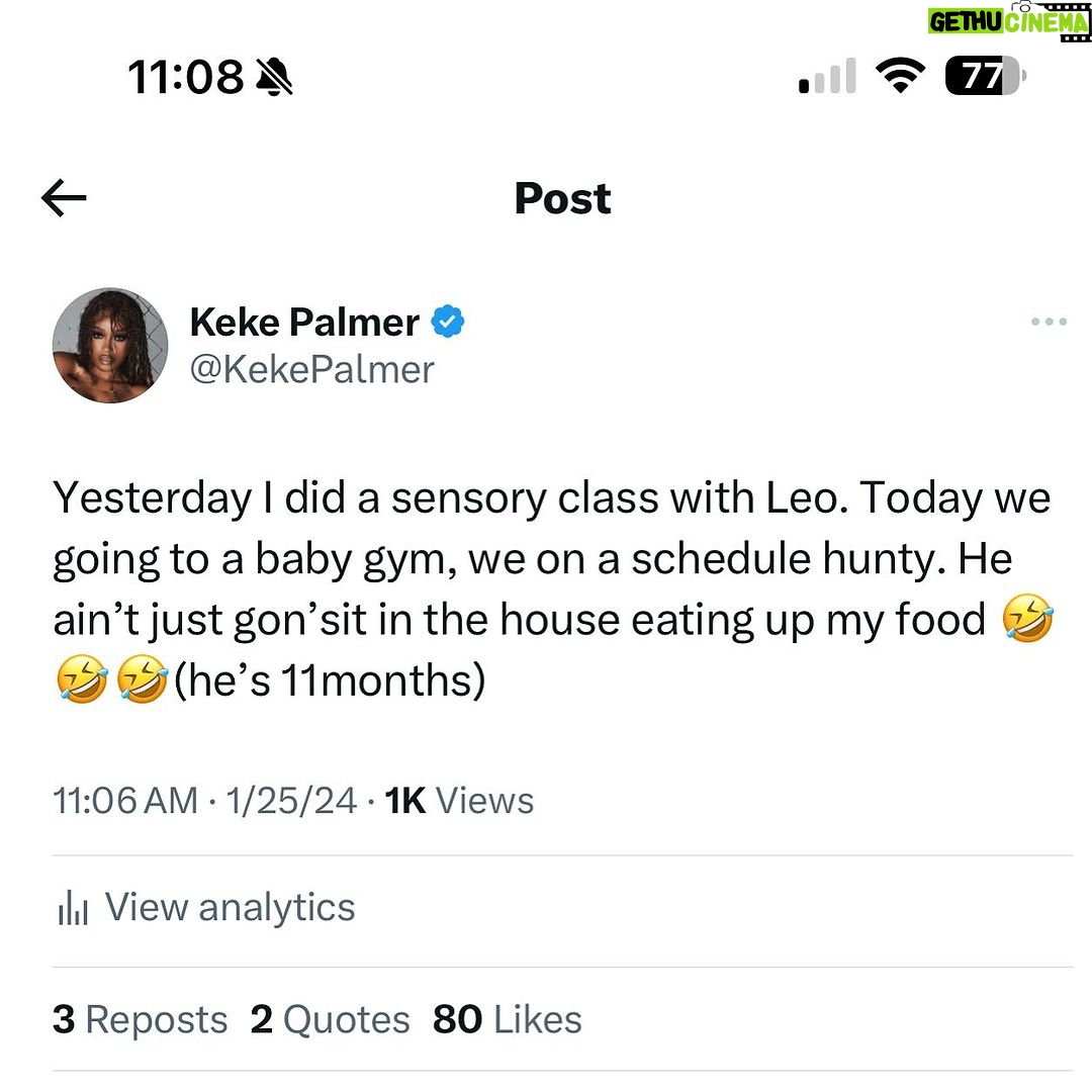 Keke Palmer Instagram - He has HOBBIES just like him momma 🥹🤭🤣