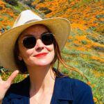 Kenneth Mitchell Instagram - Marinating in the wonderment of the Poppy Super Blooms with my #StarTrek buddy @couttsemily #LLAP #StarTrekDiscovery 🧡 Walker Canyon Poppy Fields