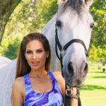 Kerri Kasem Instagram - @era.australia has the most unique riding apparel I have ever seen! Here I am modeling the Blue Marble Collection. Stylish and super comfortable with amazing clear grip technology on the inside of the legs for a really great seat or so you don’t slip off while riding bareback. So honored to be one of their models! Shot by the one and only @mattcali_photography Thank you Lorraine @lorlefty and Rene @cosmo1234 for sharing your beautiful horse, Cosmo with all of us! 🤍 TY to the whole team! @barn_mom_chronicles @eloise.nuyda @fayeecalloway #HorseAndRider #HorsePhotography #eraaustralia #ridingapparel #whitehorse