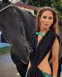 Kerri Kasem Instagram - “A great horse will change your life. The truly special ones define it.” – Unknown Shot by @arezoojalali_photography at the @stylecruze photo shoot! @makeupnadiya.ca @friesiansm - Horsey Dress - @stello Hair - @hairbyginala Spray tan - @simonesairbrushtanning Collab - @my_cavago #stylecruzemagazine #CoverGirl #Friesian #HorseAndRider #Stello