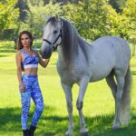 Kerri Kasem Instagram - @era.australia has the most unique riding apparel I have ever seen! Here I am modeling the Blue Marble Collection. Stylish and super comfortable with amazing clear grip technology on the inside of the legs for a really great seat or so you don’t slip off while riding bareback. So honored to be one of their models! Shot by the one and only @mattcali_photography Thank you Lorraine @lorlefty and Rene @cosmo1234 for sharing your beautiful horse, Cosmo with all of us! 🤍 TY to the whole team! @barn_mom_chronicles @eloise.nuyda @fayeecalloway #HorseAndRider #HorsePhotography #eraaustralia #ridingapparel #whitehorse