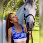 Kerri Kasem Instagram - @era.australia has the most unique riding apparel I have ever seen! Here I am modeling the Blue Marble Collection. Stylish and super comfortable with amazing clear grip technology on the inside of the legs for a really great seat or so you don’t slip off while riding bareback. So honored to be one of their models! Shot by the one and only @mattcali_photography Thank you Lorraine @lorlefty and Rene @cosmo1234 for sharing your beautiful horse, Cosmo with all of us! 🤍 TY to the whole team! @barn_mom_chronicles @eloise.nuyda @fayeecalloway #HorseAndRider #HorsePhotography #eraaustralia #ridingapparel #whitehorse