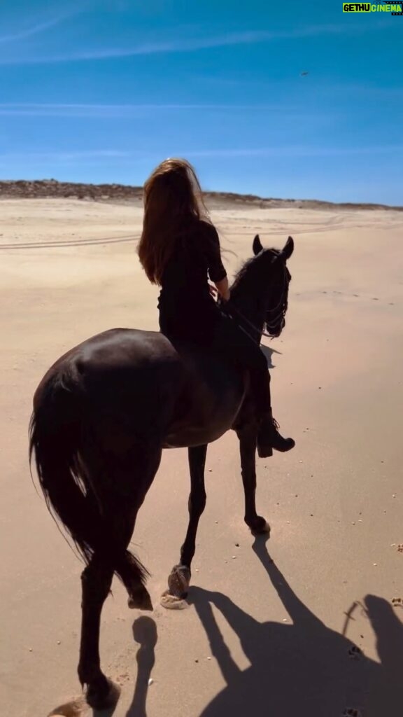 Kerri Kasem Instagram - Wishing you love and wishing the world peace. 🤍🌏🕊️ @my_cavago #Beach #Horses #Portugal