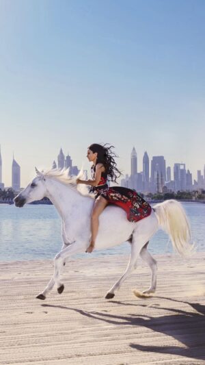 Kerri Kasem Instagram - Time with horses are some of my most beautiful memories. 🖤🤎🤍

This song is called “Zeit” which means, Time, in German. It’s from one of my most my favorite bands @rammsteinofficial!

Dubai Team
@portrait.stories - video
@a3yan_stables - horsey

TY @my_cavago for setting up this beautiful ride with the Dubai skyline! 
To ride almost anywhere in the world contact Cavago. 

@odalysmarino - Fashion
@fashionweekstudioofficial 

TY @grissellehalime & @traveling_shooter_11b 

#Horse #Rammstein #reels #viral #trending