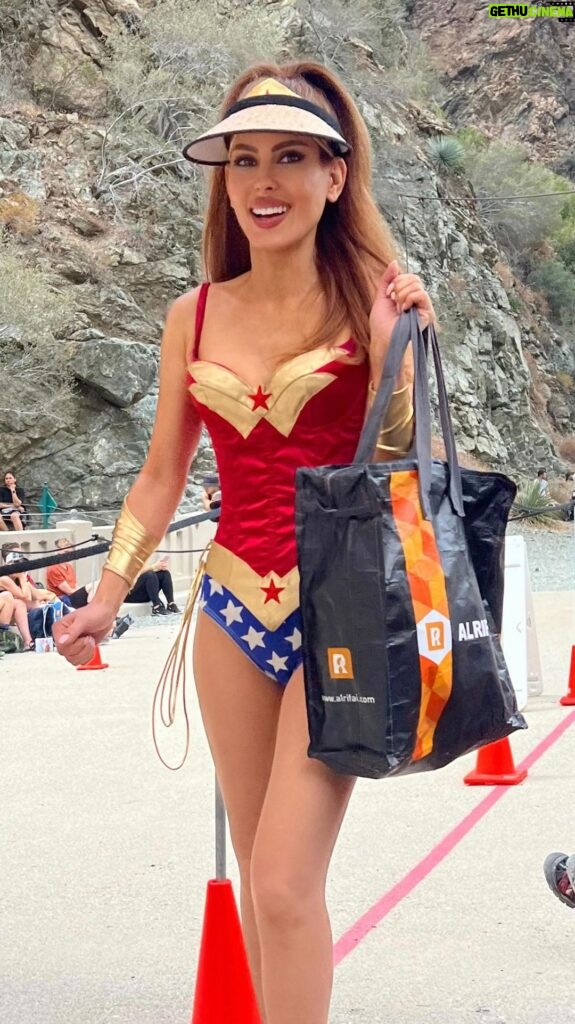 Kerri Kasem Instagram - Halloween is so much fun, it’s scary! 😂 In the spirit of Halloween, I decided to dress up like Wonder Woman and do a few bungee jumps with @bungeeamerica!!! Every year, Bungee America, at the Bridge to Nowhere, does an awesome costume contest! TY @angeliquefawcette, @garrett.thomson, @rectifyfilm for all the fun and footage! THANK YOU to the whole team at Bungee America with a special thanks to Alex!!! Music by one of my most favorite bands: @kingsizetheband 💛 #Bungee #Halloween #ExtremeSports #BridgeJump