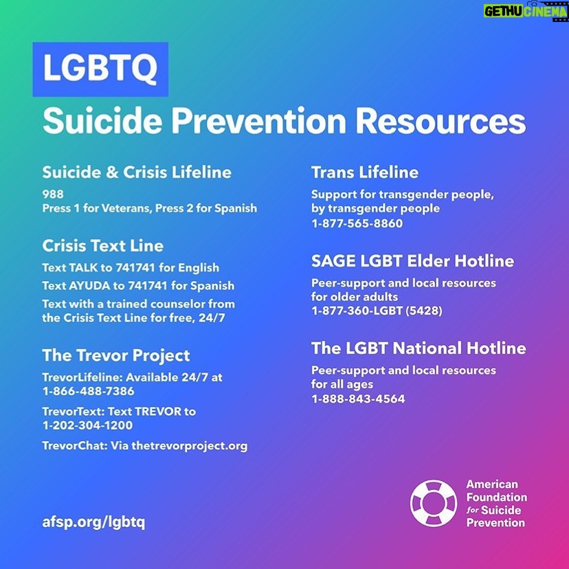 Kether Donohue Instagram - We're taking time this #TransgenderDayofRemembrance (TDOR) to remember, honor, and recognize transgender lives lost to transphobic violence. If you are struggling today, you are loved and you matter. Reach out to the resources above. 💕🌈✨ #suicideprevention #suicidepreventionawareness • repost from @afspnational More resources and information about the work of @afspnational at afsp.org/lgbtq and please support: @antiviolence @trevorproject @transequalitynow sylviariveralawproject @twoc_collective @translawcenter @audrelordeproject @translifeline