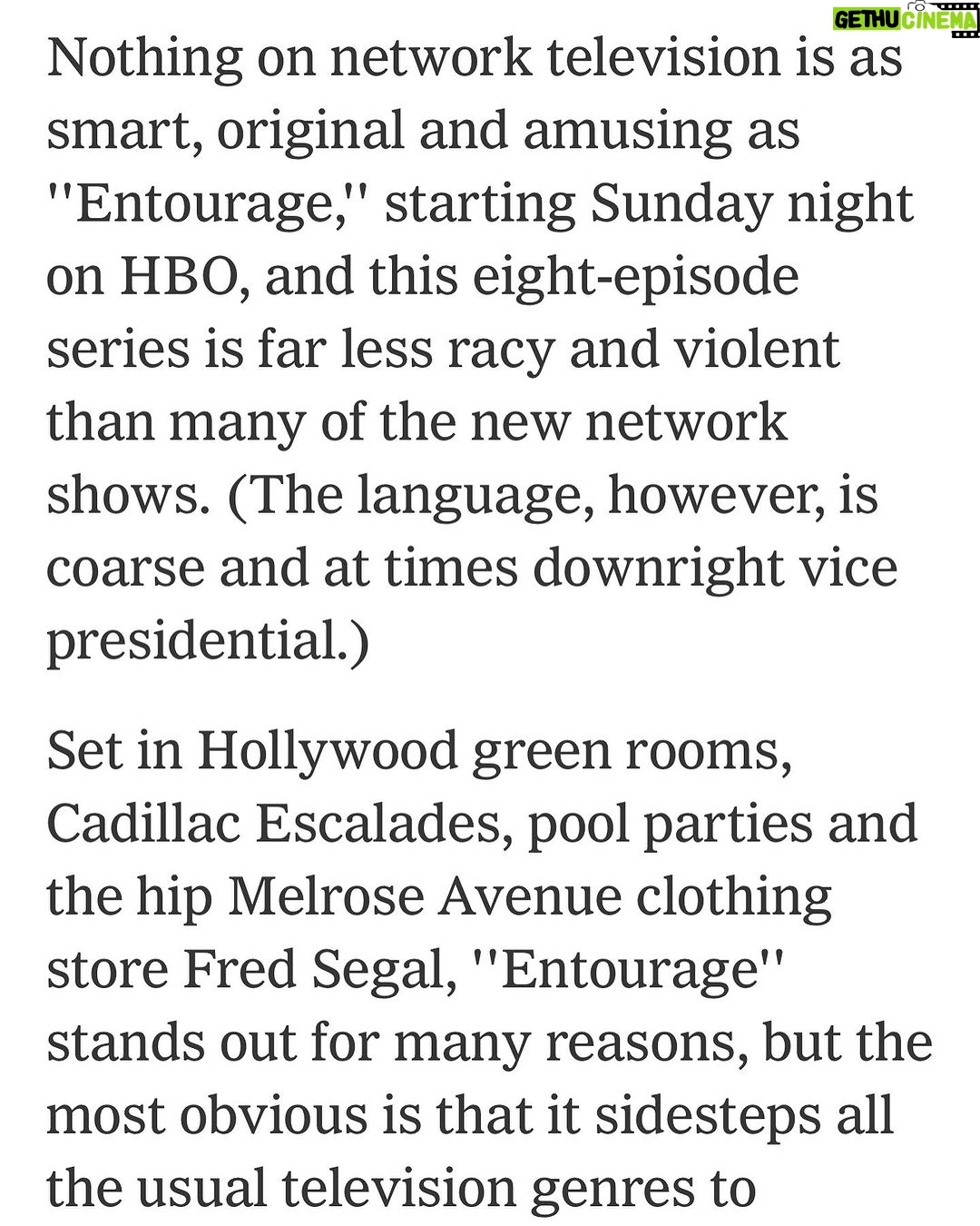 Kevin Connolly - 21.4K Likes - @victorythepodcast Entourage first aired 19 years ago. Crazy how time flies. The second page is the NY Times review from that weekend. Never let anyone rewrite history. Spread the word on the podcast and the show. Who knows… we may just run it back one day.