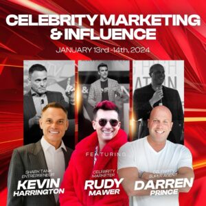 Kevin Harrington Instagram - This Weekend: Celeb Marketing Panel 🎤

Join me and the OG Shark @realkevinharrington & Celeb super agent @agent_dp this weekend talking about utilizing celebs & influencers in your brand!

In this panel we will talk all about brand deals, endorsements, celeb partnerships and getting celebrities behind your business!

The potential to increase sales, conversion rate and credibility is insane these days.

Just take a look at all the celeb alcohol lines or clothing lines or celebs in TV adverts.

The good news is you don’t need to be a BILLION $ company to leverage celebrity credibility and influence!

Join us this weekend to learn how at our Tampa Mastermind!!

#celebs #influencers #marketing