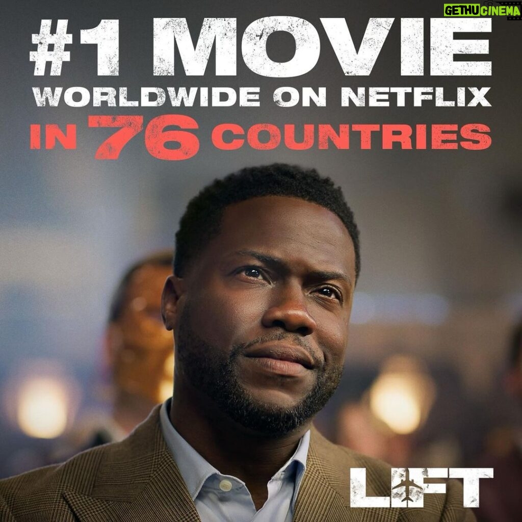 Kevin Hart Instagram - #1 movie in the country two weeks in a row!!!!!!!! Make sure you stream “LIFT” on @netflix NOOOOOOOWWW!!!!!! Go see what all of the hype is about damn it!!!!!!!