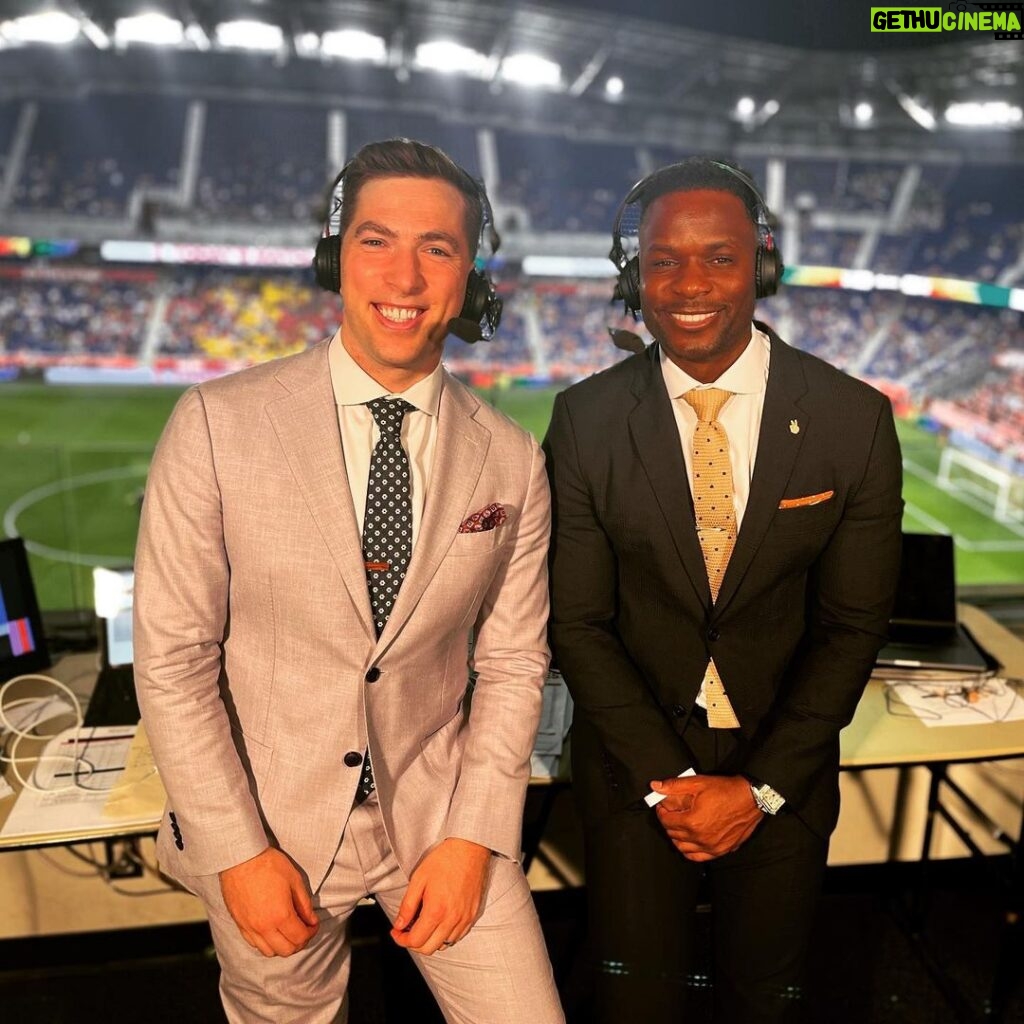 Kevin Patrick Egan Instagram - Love a little midweek MLS action alongside the gem @mauriceedu. From NYC to Las Vegas now for WWE Money In The Bank! #MLS #WWE #MITB #ATLUTD #NYRB Red Bull Arena