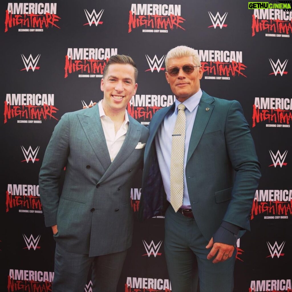 Kevin Patrick Egan Instagram - Brilliant night celebrating ‘American Nightmare: Becoming Cody Rhodes’. Full release is July 31 on @peacock. Cody’s some man for one man! Inspirational throughout, and I’d highly recommend it 👏🏻 Congrats, @americannightmarecody! #WWE #WWERAW #BecomingCodyRhodes #Peacock Atlanta, Georgia