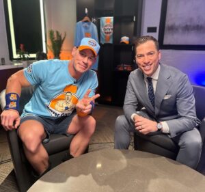 Kevin Patrick Egan Instagram - John Cena is one of a kind. Set aside his unrivaled WWE career and his blockbuster movies, and let's just consider the person himself. He’s intelligent, considerate, and captivating, making him an exceptional conversationalist. I love the fact that he seems to always prioritize gratitude and curiosity, qualities that strike me as rare today, especially in his industries. It was an honor to join @wwegraves and chat with John for an hour. It’s a chat I’d highly recommend you check out. Episode 200 of ‘After The Bell’ is available on all your podcast platforms. Cheers, @johncena! 

#JohnCena #WWE #ATB200