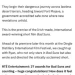 Kevin Ryan Instagram – Massive thanks to @rteone @rte_entertainmentonline for such a great piece on @badsunsfilm LINK IN BIO for full article