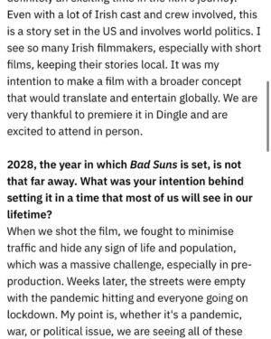 Kevin Ryan Instagram - Massive thanks to @rteone @rte_entertainmentonline for such a great piece on @badsunsfilm LINK IN BIO for full article