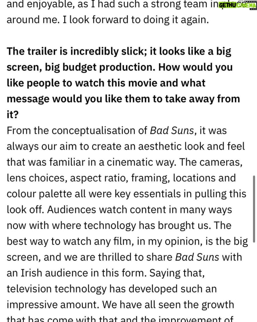 Kevin Ryan Instagram - Massive thanks to @rteone @rte_entertainmentonline for such a great piece on @badsunsfilm LINK IN BIO for full article