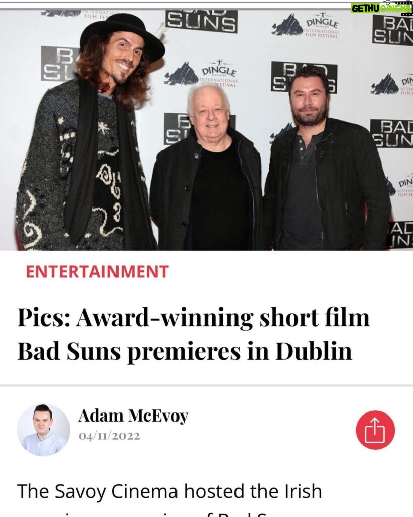 Kevin Ryan Instagram - Last night was so special I’m so many ways. Thank you all for coming out to see and support @badsunsfilm at the Savoy Cinema in Dublin. Was an outstanding turnout and definitely felt all the love I. The room. Thank you to all who put this together - @lindseyholmespublicity @imccinemas and all of their staff who were the hero’s on the night. Excited to complete with the film at the @dingledistilleryfilmfest in a week where I will be there in person. Huge thank you to @dingledistillery for their support at our Dublin screening, best ever! #kerry #dingle #filmfestival #dinglewhiskey @dylan.p.townsend @dingledistillery LINK IN BIO