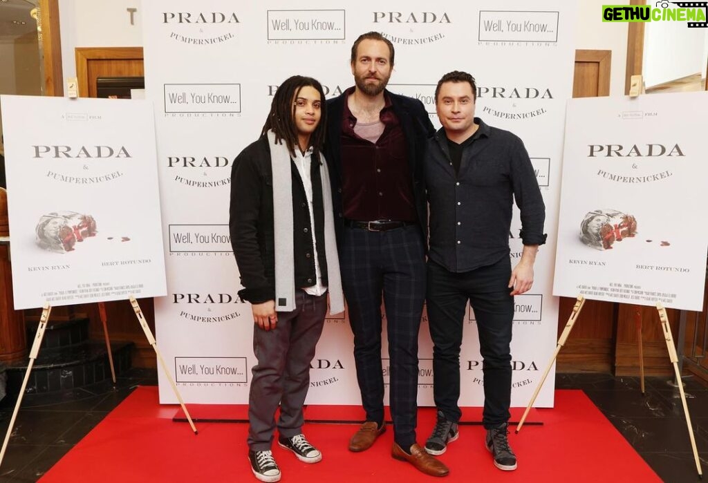 Kevin Ryan Instagram - Ahead of tonight’s screening of ‘Prada & Pumpernickel’ at the Paramount Lot in Los Angeles here are some pics of our screening in Dublin. Was such a great night and hopefully tonight will be the same buzz. Thanks again to @brotundo for being my dance partner in this, @wellyouknowwes & @blakeroyster for trusting me to play on this incredibly written piece and all the crew & production team for their insane amount of work on this. To everyone that attended the screening in Dublin, thank you all for the love & support! Especially all the #harrywild crew that showed up! Can’t wait to see how this lands in LA. #gratitude #prada&pumpernickel @eli.difiore @mcguirk_21 #film #shortfilm #irish #irishfilm #screening