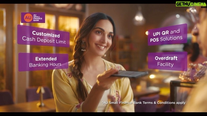 Kiara Advani Instagram - Business na badhe toh bhi tension, aur badhe toh bhi tension? Aisa kyun? 🤔 Switch to AU Current Account for all your business needs in one place. 🥰 #BadlaavHumseHai #SochBadloAurBankBhi #ad