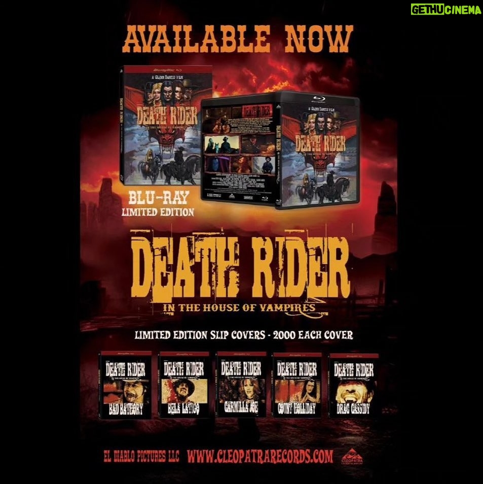 Kim Director Instagram - #repost Finally…”Death Rider In The House Of Vampires” is available on Blu-Ray & DVD. And Check out the Limited Edition’s for Count Ho Iliday (Julian Sands), Carmilla Jo (Kim Director), Bad Bathory (Glenn Danzig), Drac Cassidy (Eli Roth) & Bela Latigo (Danny Trejo) all with embossed slipcovers!! Follow the link @officialdanzigverotik or @danzig_7thhouse #danzig #juliansands #devonsawa #dannytrejo #eliroth #fredarmisen #kimdirector #preorder #screamqueen #finalgirl #vampire #spagettiwestern #horror