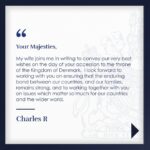 King Charles III of the United Kingdom Instagram - A message from His Majesty The King to Their Majesties King Frederik X and Queen Mary on the day of their accession to the throne of the Kingdom of Denmark. 🇩🇰 Et budskab fra Hans Majestæt Kong Charles III til Deres Majestæter Kong Frederik X og Dronning Mary på dagen for tronbestigelsen i Kongeriget Danmark. @detdanskekongehus