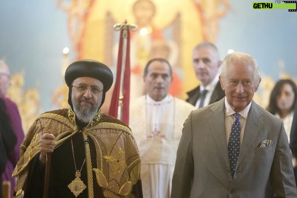 King Charles III of the United Kingdom Instagram - This morning The King attended an Advent Service and Christmas reception at The Coptic Orthodox Church Centre in Stevenage.   The Coptic Orthodox Church is one of the most ancient Churches in the world, founded in the first century in Egypt.   His Majesty met young volunteers from the Church's ministries as well as members of the congregation including six-year old Taormina who presented him with a handwritten Christmas card.              Since his visit in 2013, His Majesty has attended yearly advent services which have brought together diverse Christian communities.   These annual events form part of his ongoing efforts to encourage inter-faith dialogue and a greater understanding of different religions in Britain and abroad.