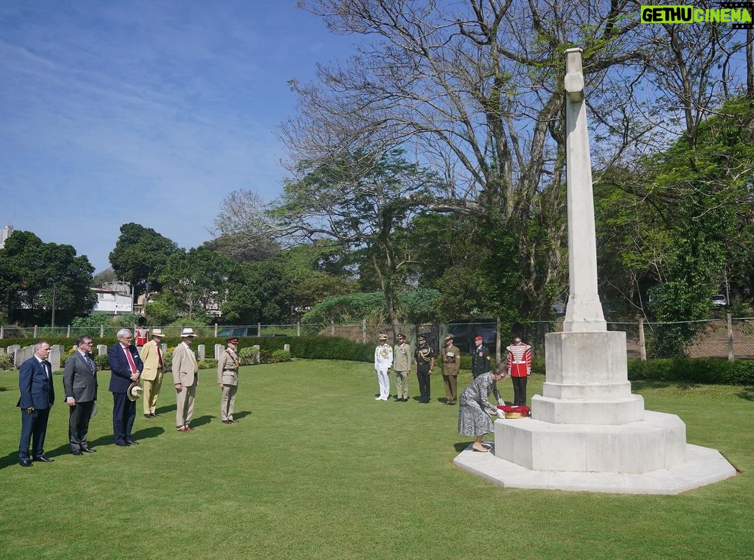 King Charles III of the United Kingdom Instagram - 🇱🇰 On their final day in Colombo, The Princess Royal and Sir Tim Laurence were welcomed to the Vajira Pillayar Kovil, a Hindu Temple and joined the Chief Priest in taking part in a special pooja blessing. At the Commonwealth War Graves Commission’s Jaawatte Cemetery, HRH attended a Service of Remembrance and lay a wreath to commemorate all who lost their lives in both World Wars. At the British Council, The Princess heard about the organisation’s work to build relationships between the UK and Sri Lanka through education, arts and cultural ties. HRH also viewed The Arches of Awe exhibition, which features photographs of the 21 arches or ‘thoranas’ built across Colombo to welcome Queen Elizabeth II during a visit to Sri Lanka in 1954. This evening, HRH celebrated 75 years of diplomatic relationships between the UK and Sri Lanka at a reception hosted by the British High Commissioner. Head to royal.uk (link in bio) to read more about HRH’s visit to the country.