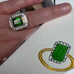 Kiri Pritchard-McLean Instagram - Didn't intend to tell thousands of people that my partner and I got engaged a few months ago but, sometimes this happens at an All Killa no Filla live show. I've had so many messages asking to see the ring and fair play, it's exactly what I'd ask too. I love it so much, you don't have to tell me if you don't. It was made by one of my oldest pals who luckily for me is an incredibly skilled fine jeweller. Thanks so much @myfanwyj , you know I love it cos I've been telling you what I want since I was about 18. 1. The weekend we got engaged we found a card with my exact ring on it and both got very excited. 2. Myf somehow managed to turn around press shots for my ring that are better than any of mine. 3. The sketches that Myf sent after her initial chat about the ring with my fella.
