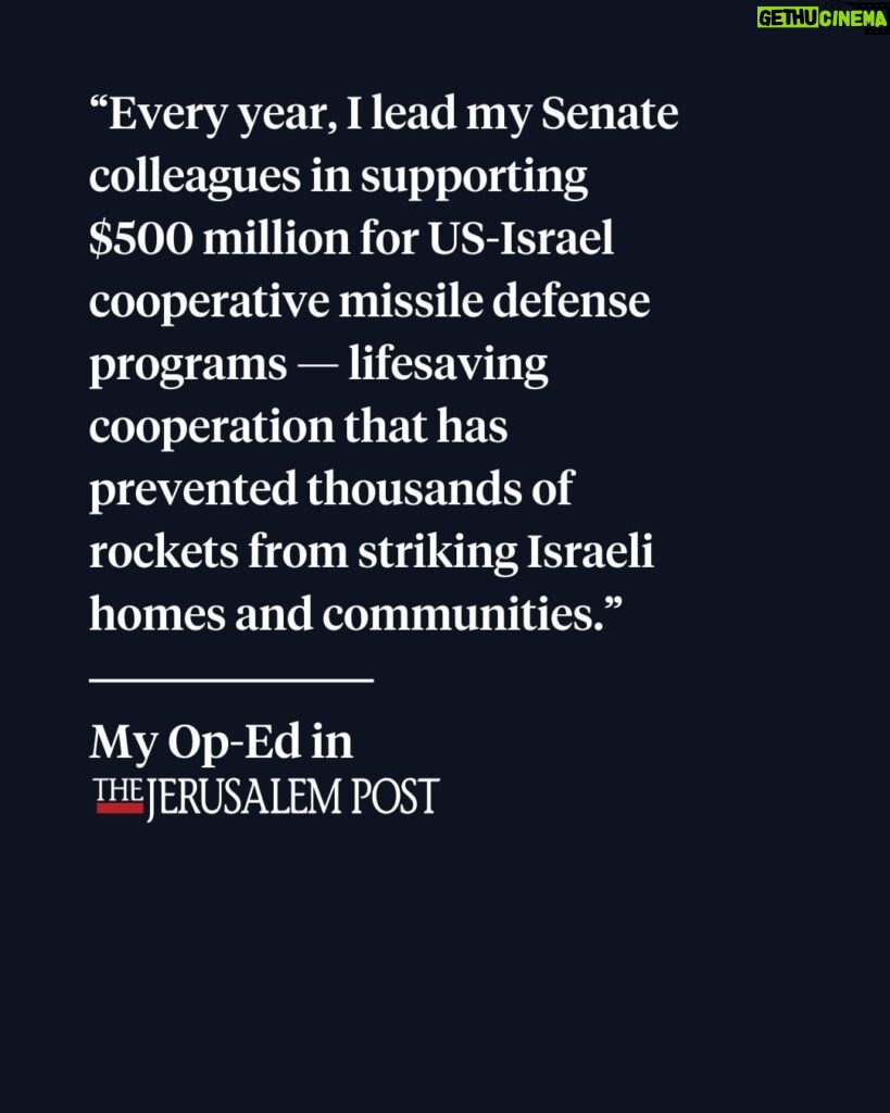 Kirsten Gillibrand Instagram - Days before the horrific terrorist attacks in Israel, I wrote in @thejerusalem_post about the importance of strengthening the U.S.-Israel relationship and confronting the danger posed by terrorist groups like Hamas. That work is more important than ever. Read my full op-ed at the link in my bio.