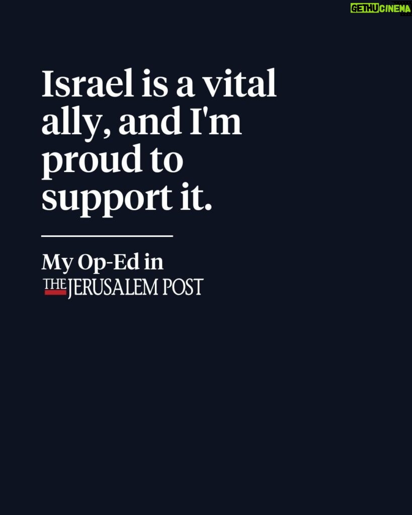 Kirsten Gillibrand Instagram - Days before the horrific terrorist attacks in Israel, I wrote in @thejerusalem_post about the importance of strengthening the U.S.-Israel relationship and confronting the danger posed by terrorist groups like Hamas. That work is more important than ever. Read my full op-ed at the link in my bio.