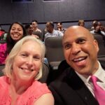 Kirsten Gillibrand Instagram - Hi, Barbie! Had so much fun at the movies with @corybooker. Maybe we don't live in Barbie's perfect world, but we could start building it by ensuring the actors and writers who make the movies we love get fair pay and a fair contract. #SAGAFTRAstrong #WGAstrong