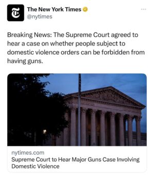 Kirsten Gillibrand Instagram - Truly alarming. This radical Supreme Court has already shown it is willing to overturn precedent to undermine common-sense gun safety laws.

Guns should NEVER be in the hands of domestic abusers. I urge the Supreme Court not to put the lives of millions of survivors at risk.
