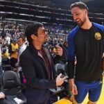 Klay Thompson Instagram - Manny told me he’d teach me how to fight if I teach him how to shoot I think that’s a fair deal 🥊 🏀 👌🏽 😂 Thanks for letting me watch you work @mannypacquiao . I haven’t been that juiced leaving the gym in a long time ! #ANTAgang