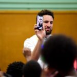 Klay Thompson Instagram - We ended the toy drive with a Q & A. “Is steph curry coming ?” . Thank god big bro picked up the FaceTime it woulda been anarchy up in assembly hall 😤🙃🤣🤣 #lifeintheshadows #itsrealniceactually #foundapalmtree #namedherdynasty